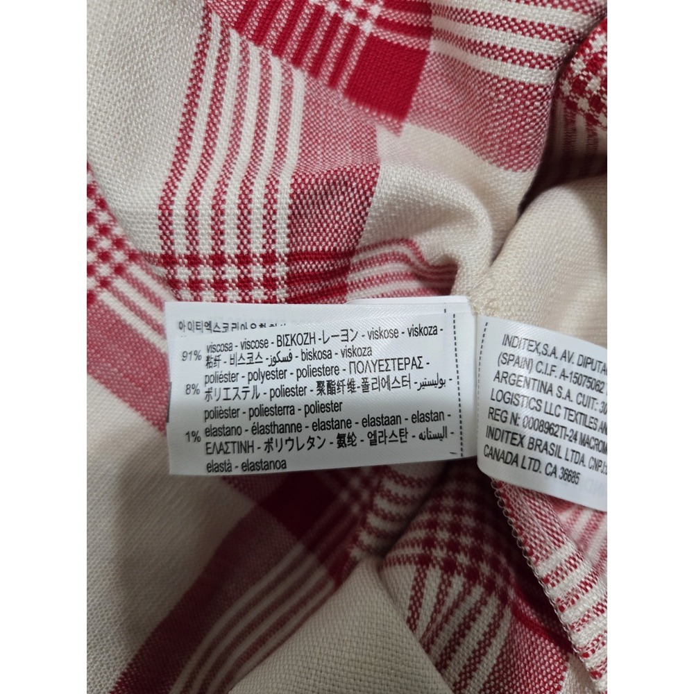 Zara ZW Collection Checked Button Up Shirt Shoulder Pads Red Sz S NWT - Picture 10 of 14